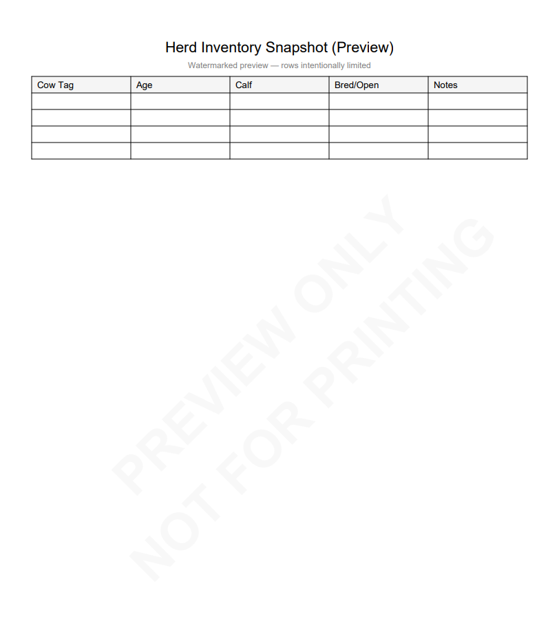 The Ranch Record Book: Cow-Calf Cash Flow & Records Printable PDF